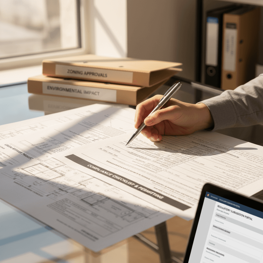 Investor reviewing property renovation plans and budget documents at a desk